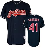 Carlos Santana Jersey: Adult Majestic Alternate Navy Authentic Cleveland Indians Jersey