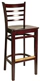 Burlington Royal Mahogany Wood Ladder Back Barstool with Wood Seat