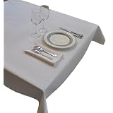 52 in by 114 in White Rectangular Tablecloth Heavy Woven Polyester - Commercial Grade by 
