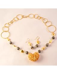 Sterling Silver Gold Plated Vermeil Oxidized Necklace Earrings Jewelry Set