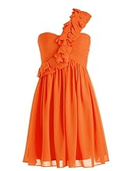 Floral Print Cocktail One Shoulder Chiffon  Evening Dress/Homecoming Dress/Bridesmaid Dress/Prom Dress  With Ruffles