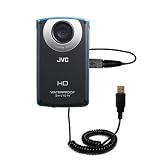 Coiled USB Cable for the JVC GC-WP10 Camcorder with Power Hot Sync and Charge capabilities - uses Gomadic TipExchange Technology