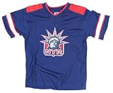 New York Rangers Mesh Youth Jersey T-shirt Emoridered Logo(8-20) (Youth Medium, Blue/ Red)