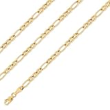 14k Solid Gold Figaro Ficonucci Chain Necklace 4mm 22" Inch