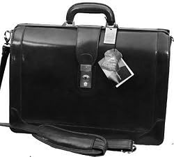 Mancini Black Lawyer/litigation Leather Briefcase