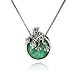 Sterling Silver Marcasite Frog and Jade Round Pendant, 18"