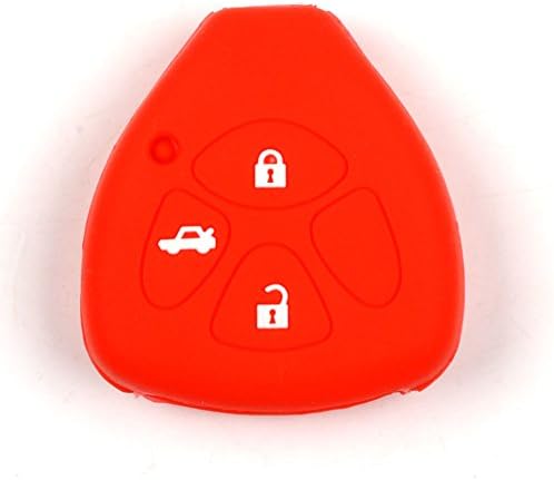 TOFNK Red Silicone Cover Holder Shell Key Fob Skin Covers Key Fob Skin Covers replacement for Toyota Camry Toyota Avalon Toyota Corolla Toyota Matrix Toyota Rav4 Toyota Venza Toyota Yaris