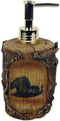 Bear Birch Liquid Soap Lotion Dispenser, 7-inch, Rustic Country Decoration