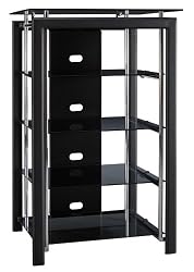 Bush Furniture Midnight Mist Audio Tower, Black/Chrome