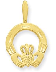 14k Yellow or White Gold Solid D/C Claddagh Pendant