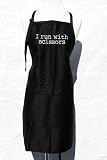 Black I Run with Scissors Embroidered Apron