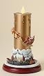 12" Musical Lighted Christmas Candle With Rotating Train On Pedestal
