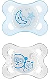 MAM Night Glow in the Dark Silicone Pacifier, Blue, 2-Count