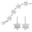 Polished CZ Snowflake Earrings on French Wire and 8" Polished CZ Snowflake Bracelet