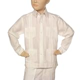 Boys linen Guayabera shirt in white. Final sale