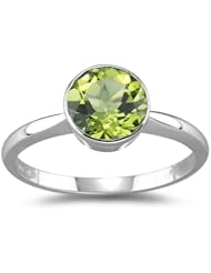2.00 Cts AA Peridot Ring in 14K White Gold