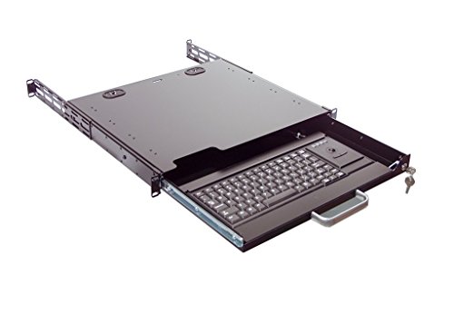 Rackmount 1U Keyboard Drawer with Compact Keyboard and Trackball Mouse USB