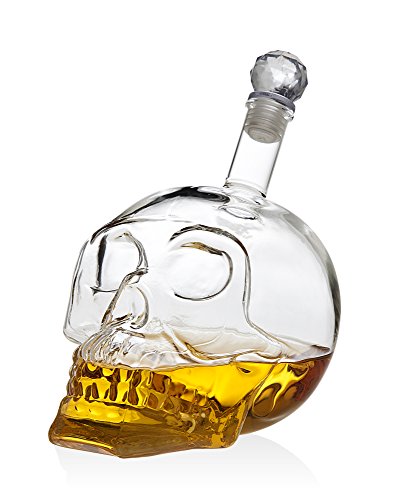 Studio Silversmiths 700 ml Skull Head Skeleton Whiskey Liquor Vodka Clear Crystal Decanter Barware