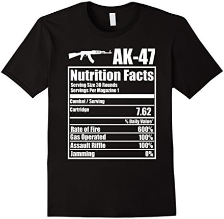 Men's AK-47 Nutrition Facts Funny Gun T-Shirt XL Black