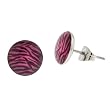 Stainless Steel Fake Plug Earrings - 16g Wire - 00G - Pink Zebra