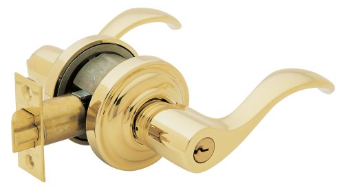Baldwin 5255.003.LENT Wave Lever Keyed Entry Set, Lifetime Polished Brass
