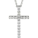 14K Platinum Diamond Cross Pendant - 0.33 Ct.