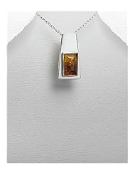 Baltic Amber Pendant Necklace In 92.5 Sterling Silver