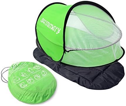 Summery baby travel bed, Portable baby beach tent UPF 35+ sun shelter, pop up mosquito net+Sleeping Pad and 2 Pegs,super lightweight