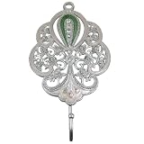 Victorian Rose Wall Hook Jeweled - Green & Silver - 7.5