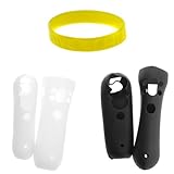 GTMax For Sony PS3 Move Motion and Navigation Controller Black 2 Pieces Silicone Skin Cases / Clear 2 Pieces Silicone Skin Cases + Live My Life - Yellow Wristband