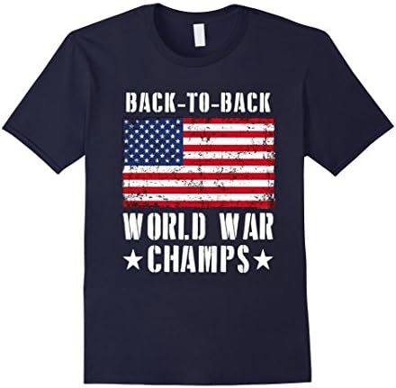 Men's Back to Back World War Champs, Patriotic USA Flag T-shirt XL Navy