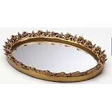 Antique Oval Resin Mirror Tray Finish: Antique Gold