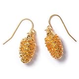 Real Pine Cone Dangle Earrings - Gold