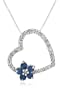 10k White Gold Ceylon Sapphire Diamond Heart Shaped Pendant (1/8 cttw, G-I Color, I2-I3 Clarity)