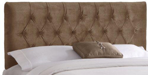 Skyline Furniture Tufted King Headboard in Velvet Moccasin On Sale