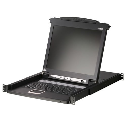 ハイパーツールズ ATEN  8ポートKVMスイッチ搭載17インチLCDコンソールドロワー(ロングタイプ) CL1008MJJL