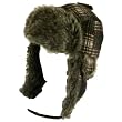 New Faux Fur Wool Plaid Thick Heavy Trooper Ski Hat Black Large Extra Large