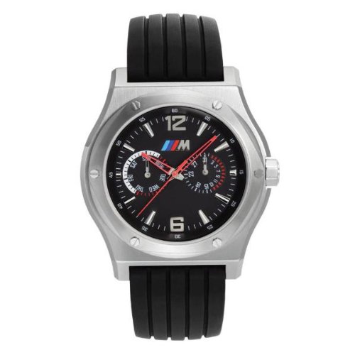 BMW Men’s M Sport Watch. Produced by Tourneau exclusvely for BMW brushed stainless steel case and anthracite Dial & Black Band