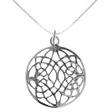 Sterling Silver Open Celtic Design Circle Pendant on Sterling Silver .012 16-18in Box Chain