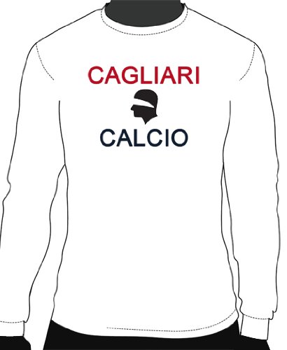 Cagliari Calcio Basic Logo Long Sleeve Tee, Adult Medium - White