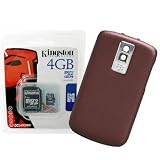 Combo of Kingston 4GB microSDHC Class 4 Memory Card with SD Adapter and Brand New Blackberry OEM Red Standard Battery Door (ASY-17443-002) for Blackberry Bold 9000