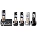 Panasonic KX TG6440PK - Cordless phone w/ call waiting caller ID & answering system - DECT 6.0 - black metallic + 4 additional handset(s)