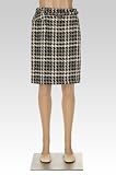 Womens Houndstooth Plaid Belted Pencil Skirt