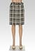 Womens Houndstooth Plaid Belted Pencil Skirt
