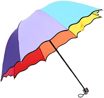 Moonse Rainbow Folding Windproof Anti UV Rain Wind Lacework Umbrella