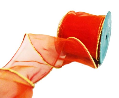 Holiday Sheer Ribbon - Fall Harvest Orange Ribbon 