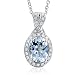 Natural Diamond and Aquamarine Necklace Pendant in Sterling Silver, Certificate of Authenticity