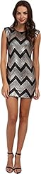 Chevron Print Sequined Sheath  Dress