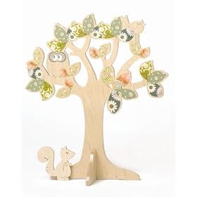 Enchanted Tree Shelf Stand with 60's Vintage Wallpaper Inspired Leaves, Eco Friendly Timber