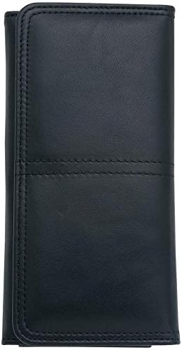 Ladies Solid Leather Wallet RFID Blocking ID Window Card Photo Holder,Slim,Black